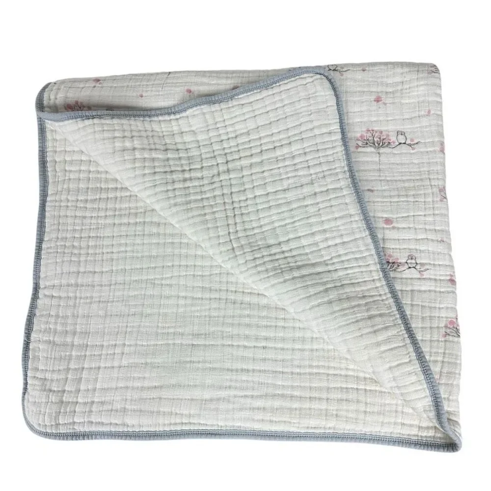 Aden + Anais Pink Gray Muslin cotton dream blanket Stains with Elephant Lovey
